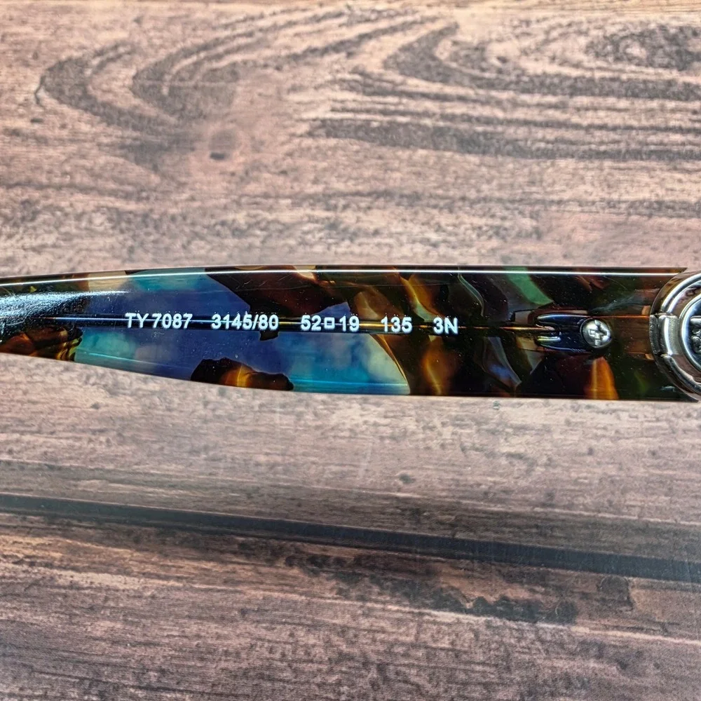 Tory Burch Tortoiseshell Round Cat-Eye Glasses with Blue Accents